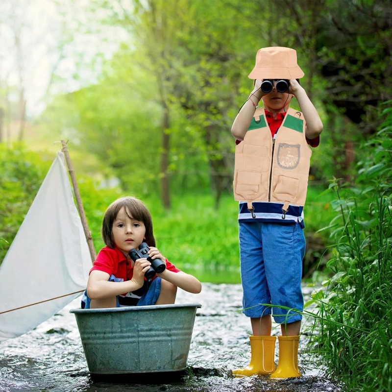 Outdoor Adventure Game - Safari-Kostüm mit Cargo-Weste und Hut, Outdoor-Abenteuer-Verkleidungsset