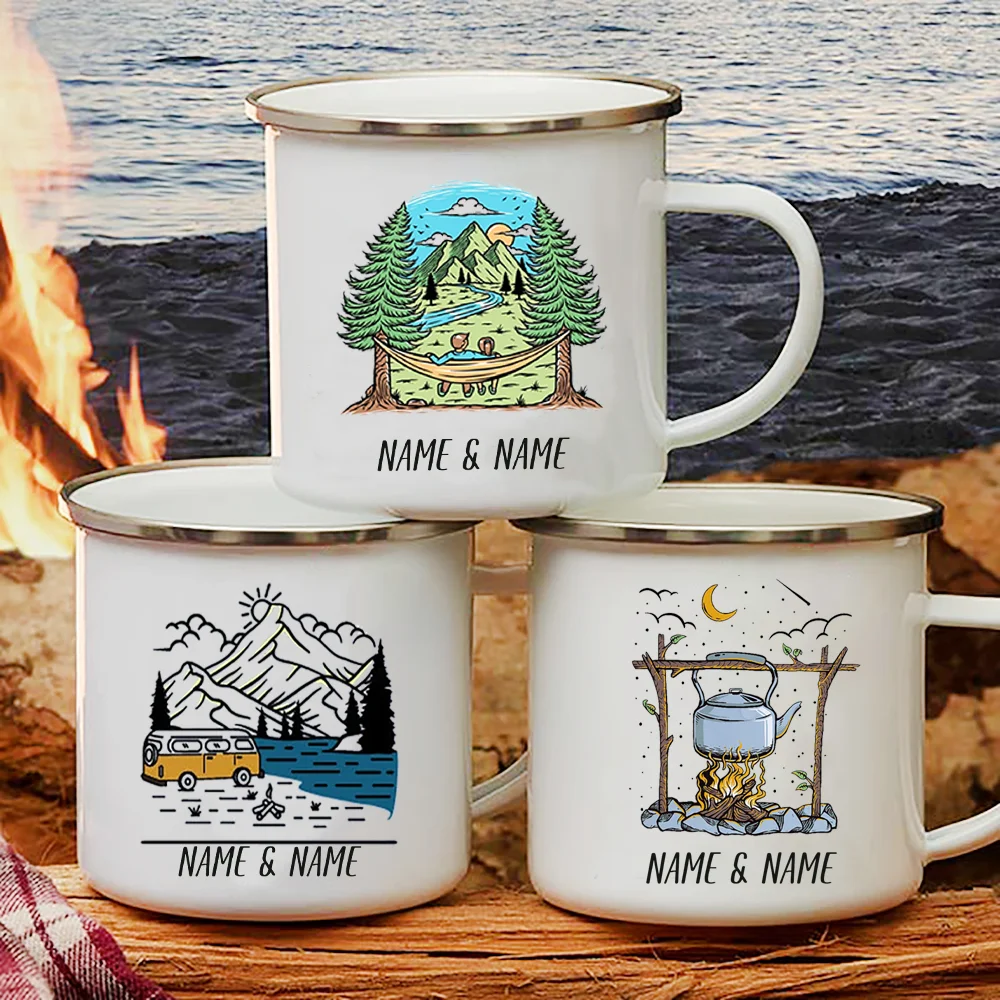 Outdoor Adventure Names - Emaille Becher mit personal isiertem Namen